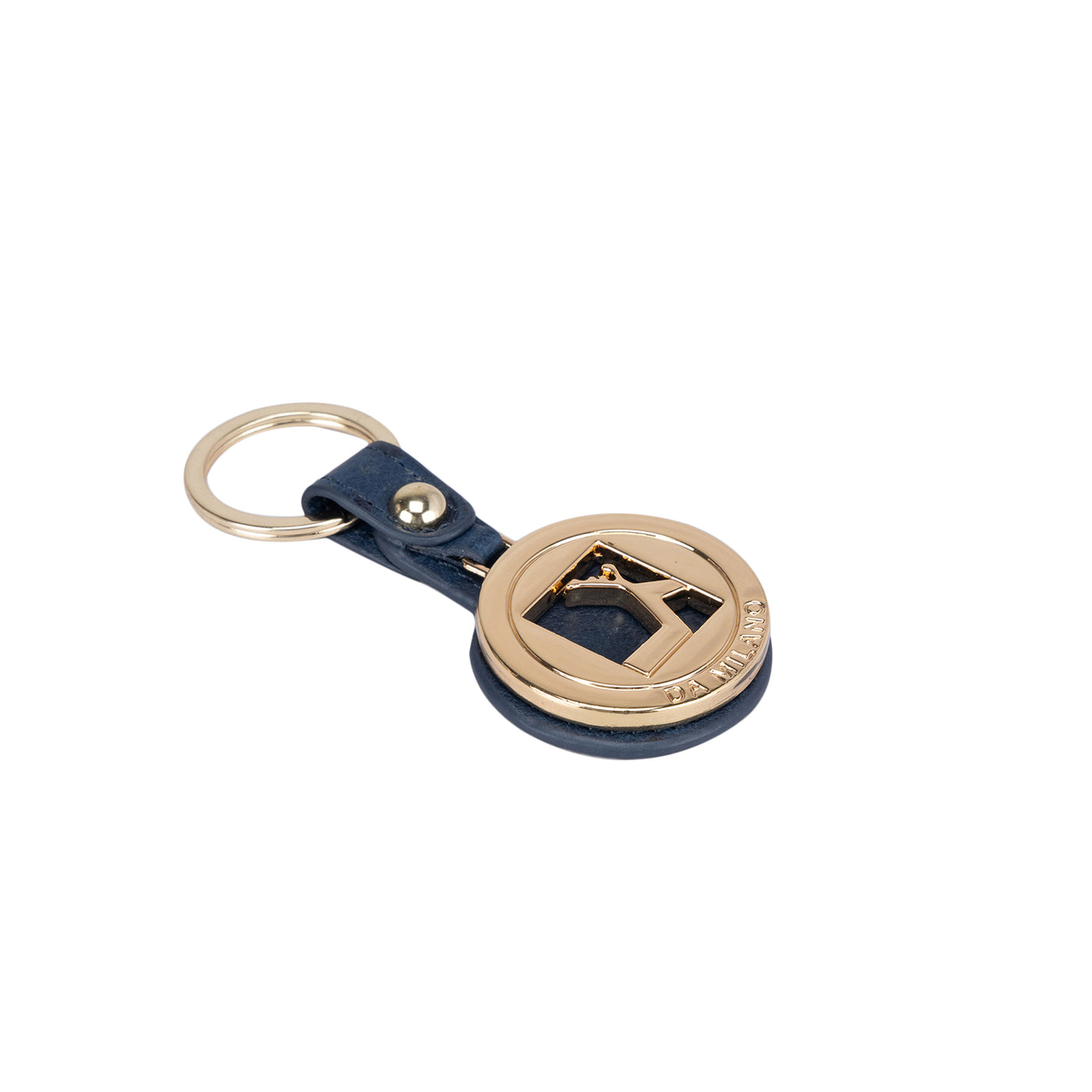 Ostrich Leather Key Chain - Navy Blue