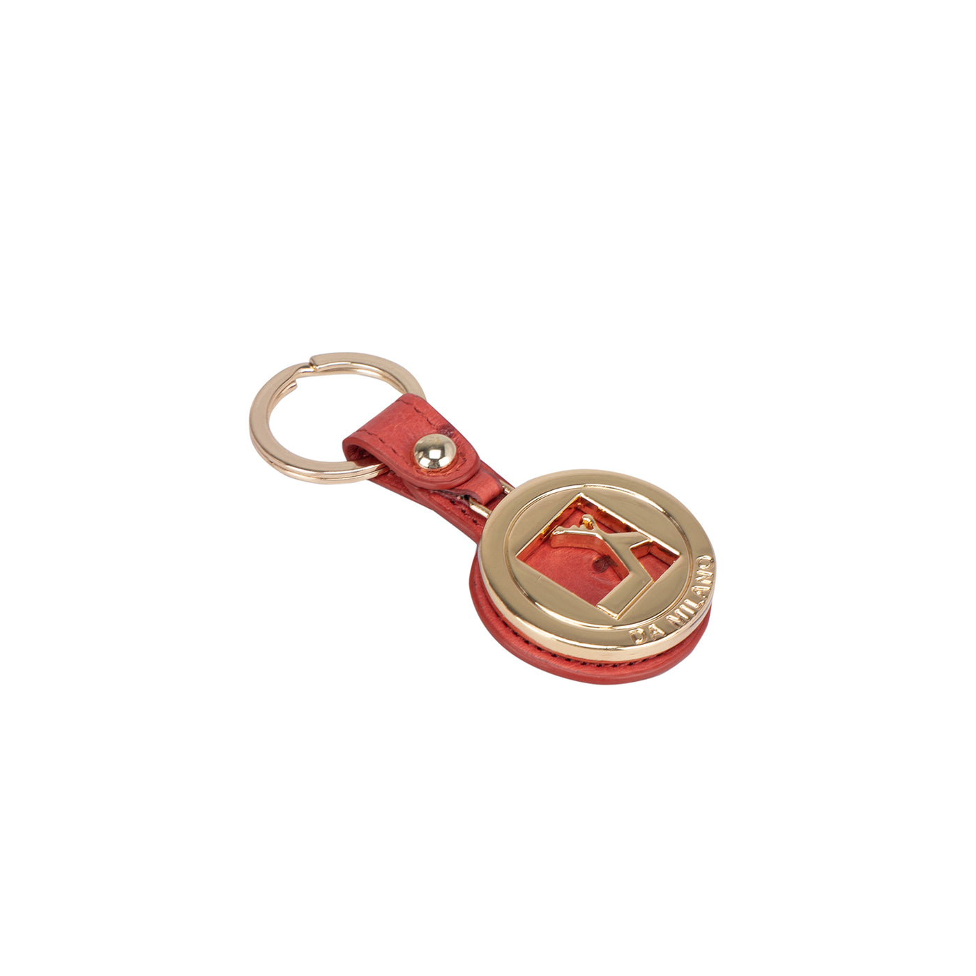 Ostrich Leather Key Chain - Red