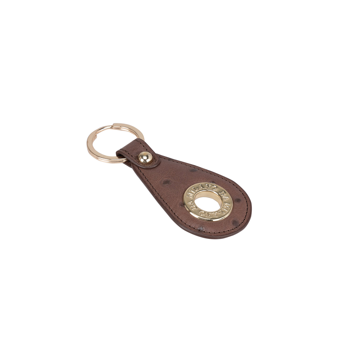 Ostrich Leather Key Chain - Brown