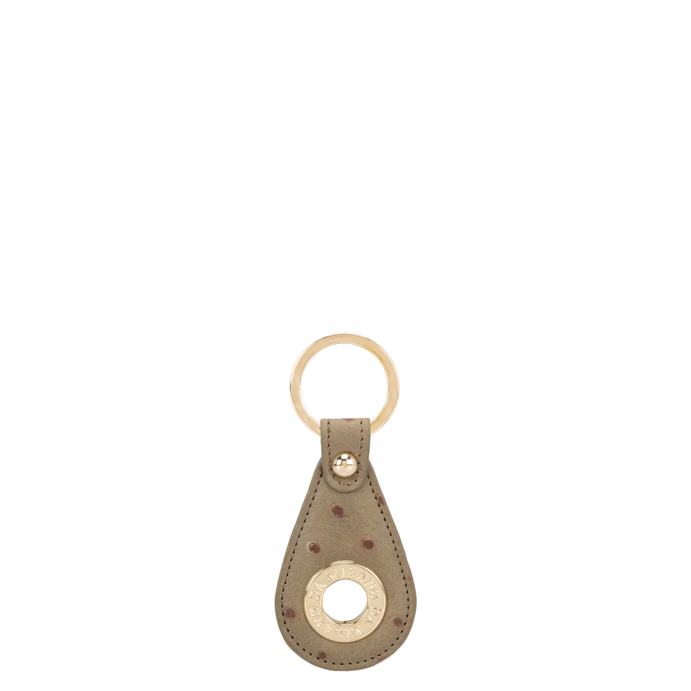 Ostrich Leather Key Chain - Olive