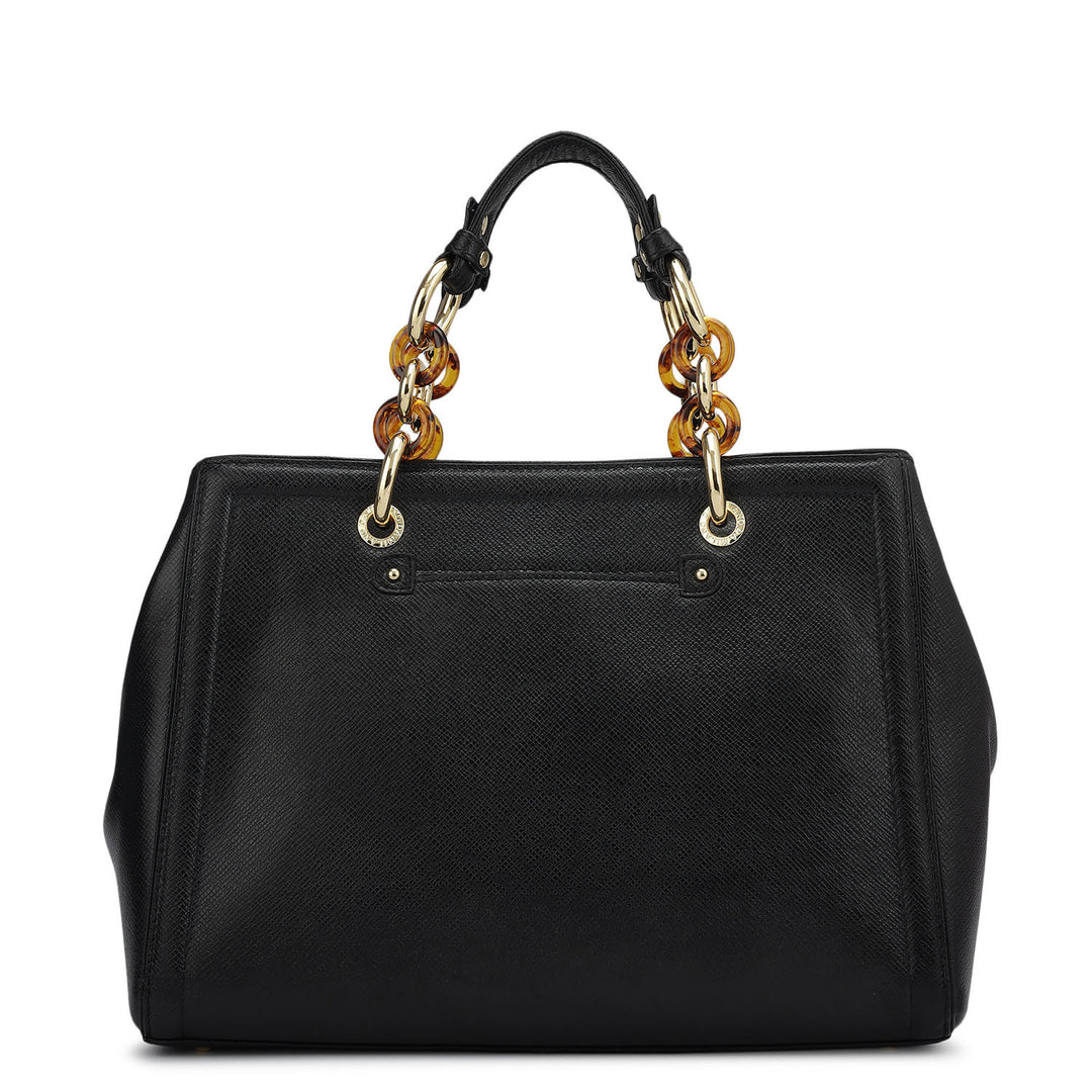 Medium Franzy Leather Satchel - Black