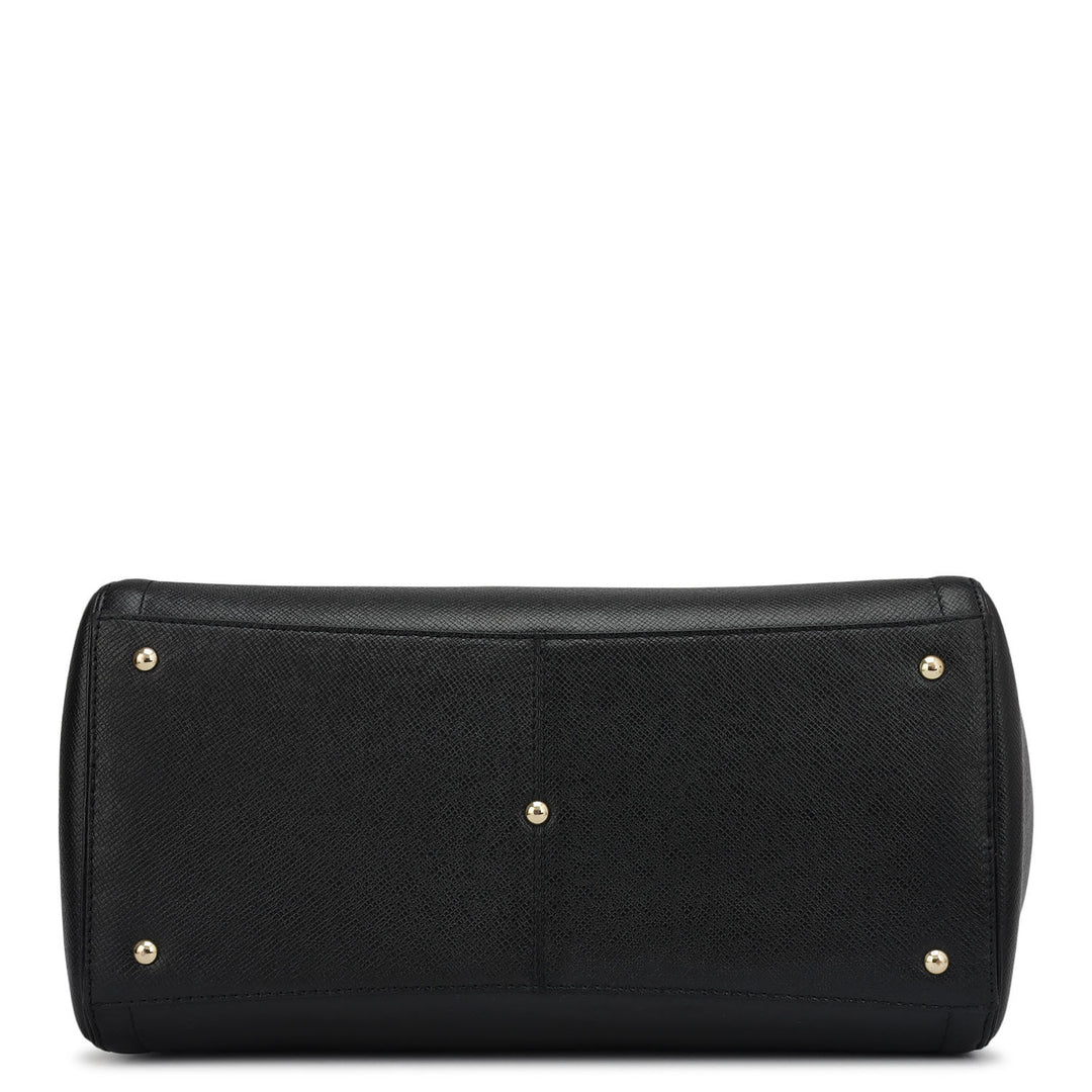 Medium Franzy Leather Satchel - Black