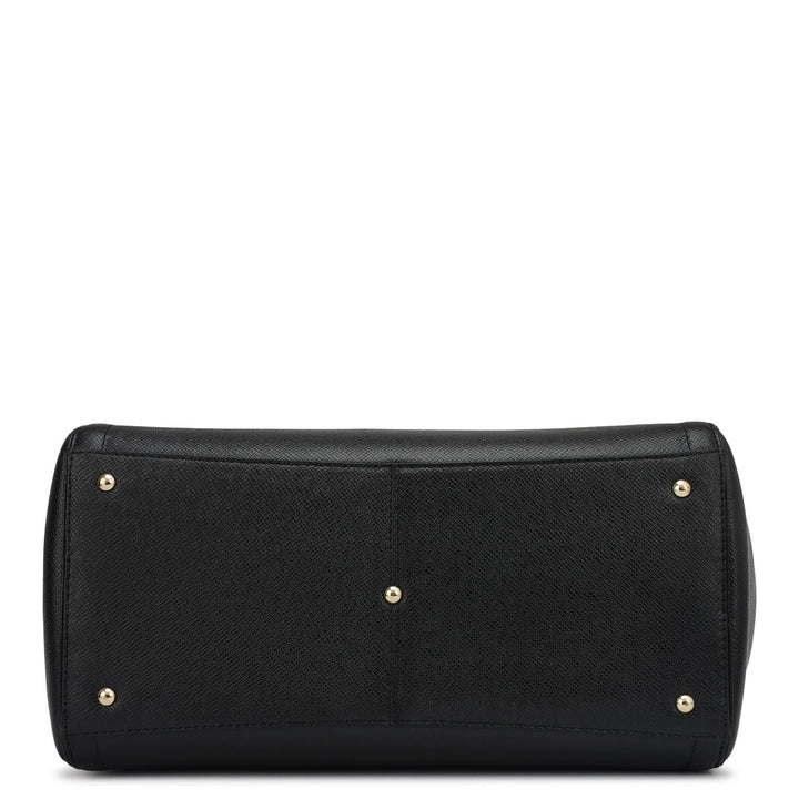Medium Franzy Leather Satchel - Black