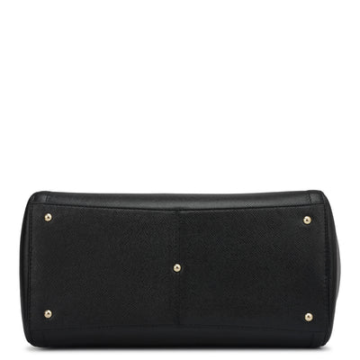 Medium Franzy Leather Satchel - Black