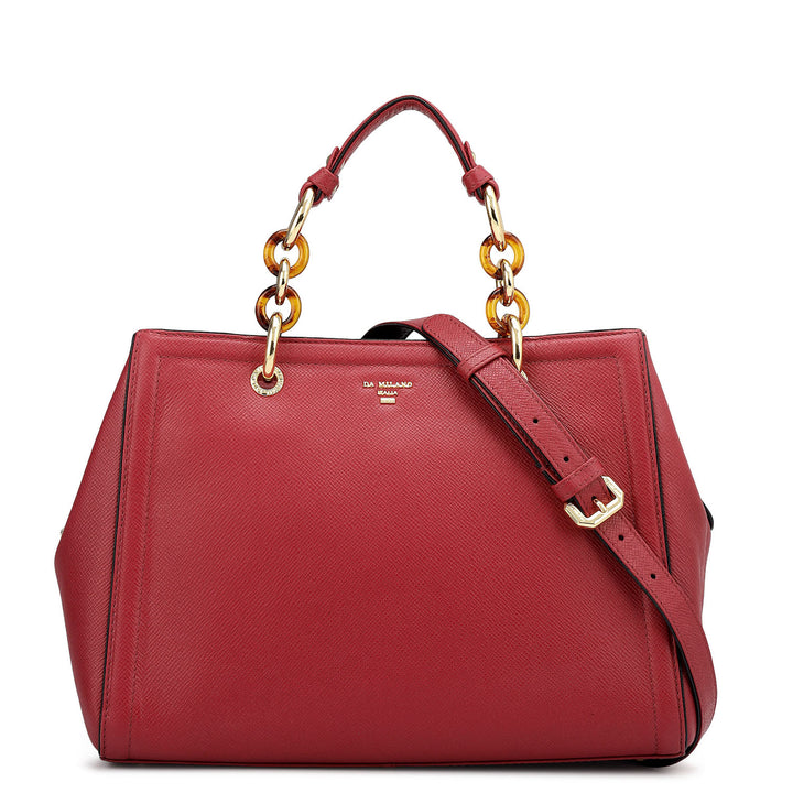 Medium Franzy Leather Satchel - Plumberry