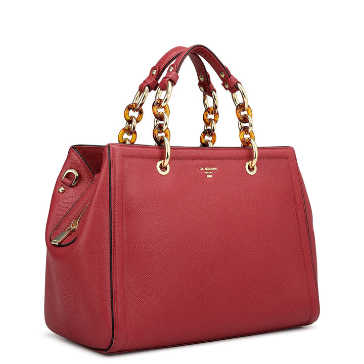 Medium Franzy Leather Satchel - Plumberry