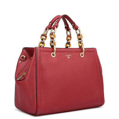 Medium Franzy Leather Satchel - Plumberry