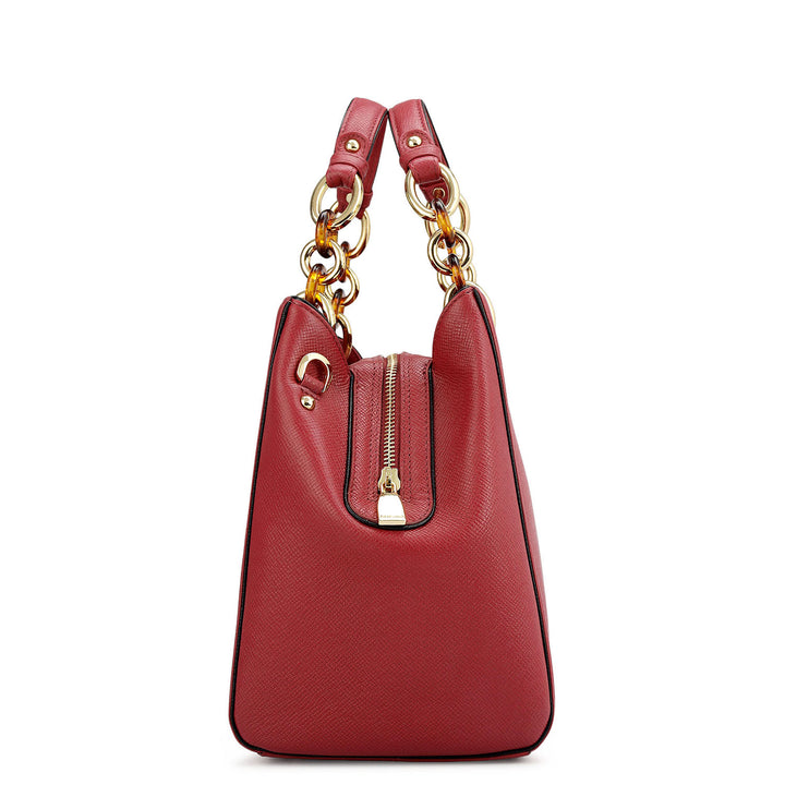 Medium Franzy Leather Satchel - Plumberry