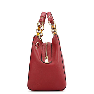 Medium Franzy Leather Satchel - Plumberry