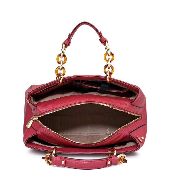 Medium Franzy Leather Satchel - Plumberry