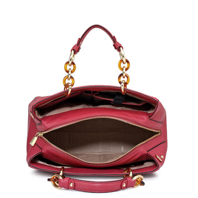 Medium Franzy Leather Satchel - Plumberry