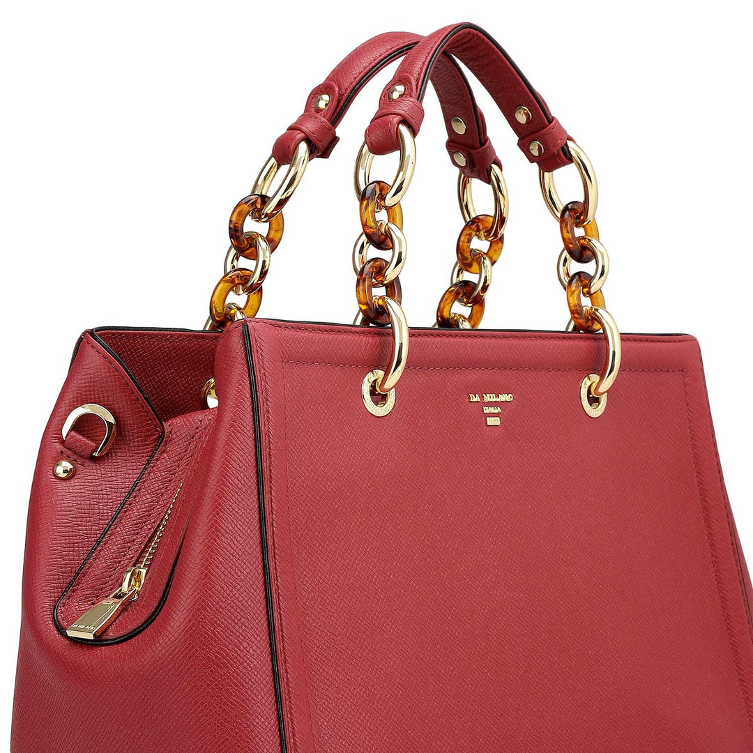 Medium Franzy Leather Satchel - Plumberry