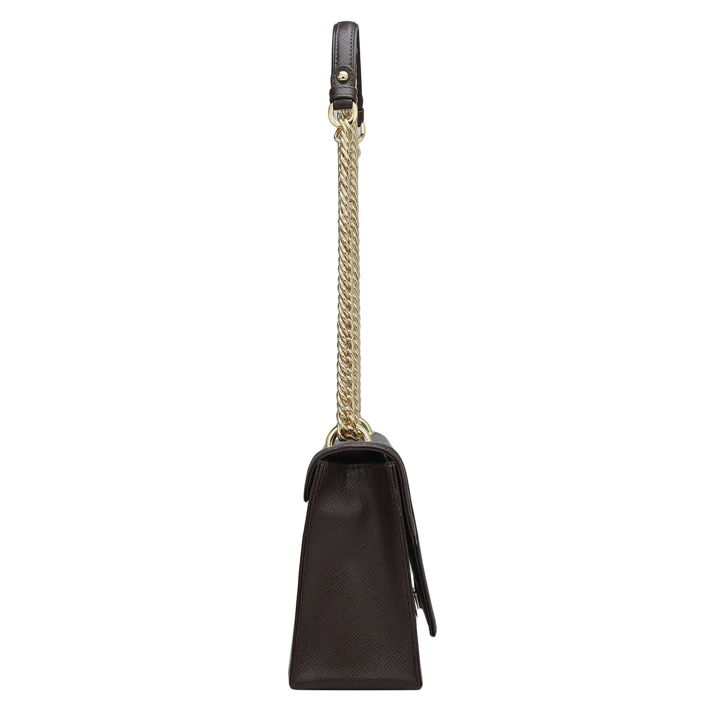 Small Franzy Leather Shoulder Bag - Chocolate