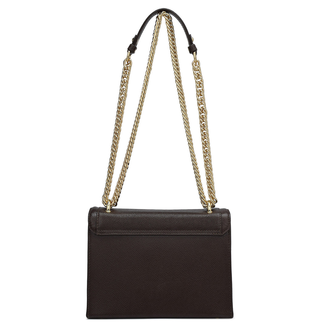 Small Franzy Leather Shoulder Bag - Chocolate
