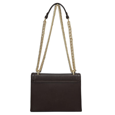 Small Franzy Leather Shoulder Bag - Chocolate