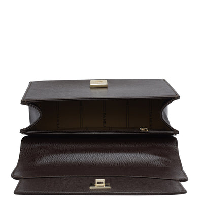 Small Franzy Leather Shoulder Bag - Chocolate