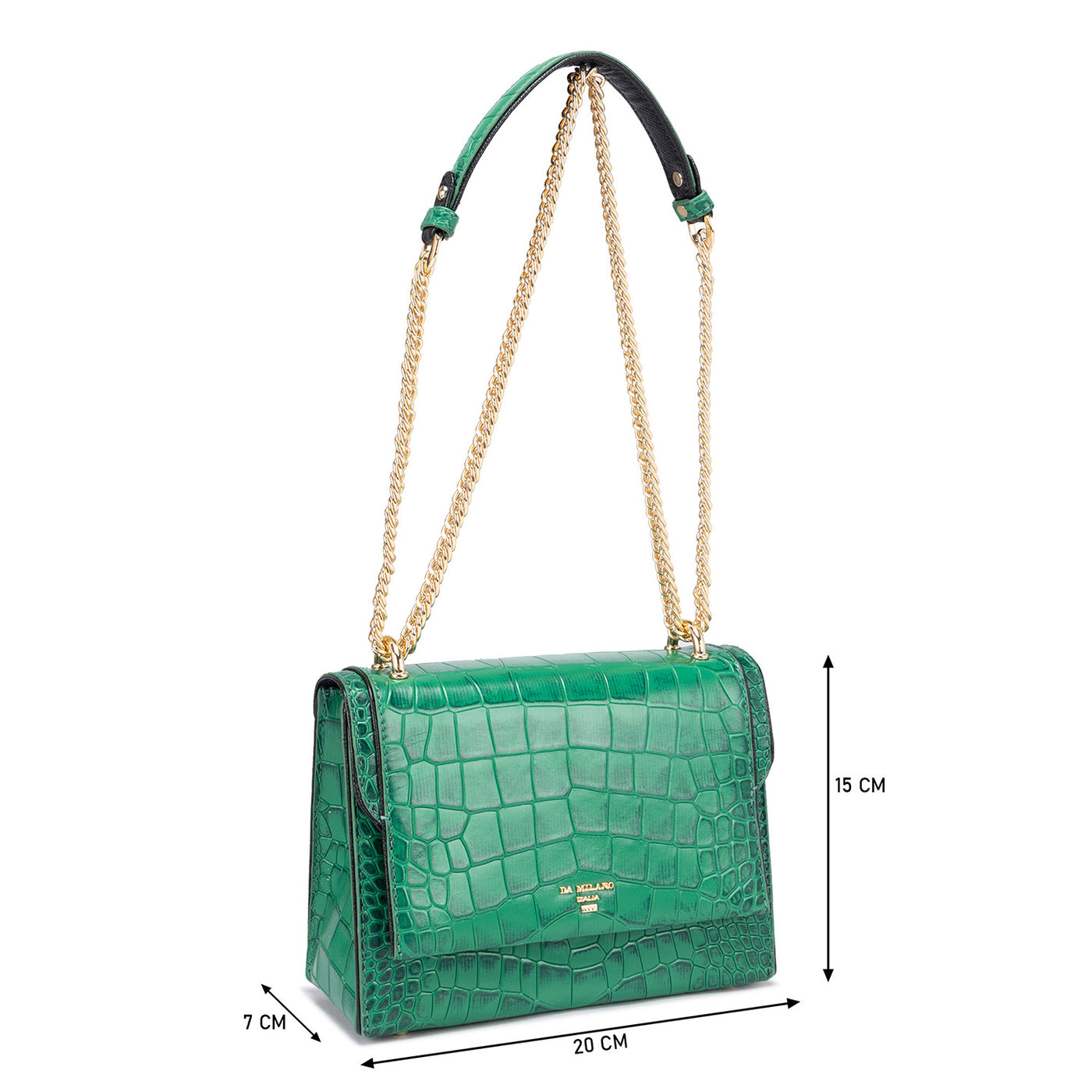 Small Croco Leather Shoulder Bag - Sea Weed