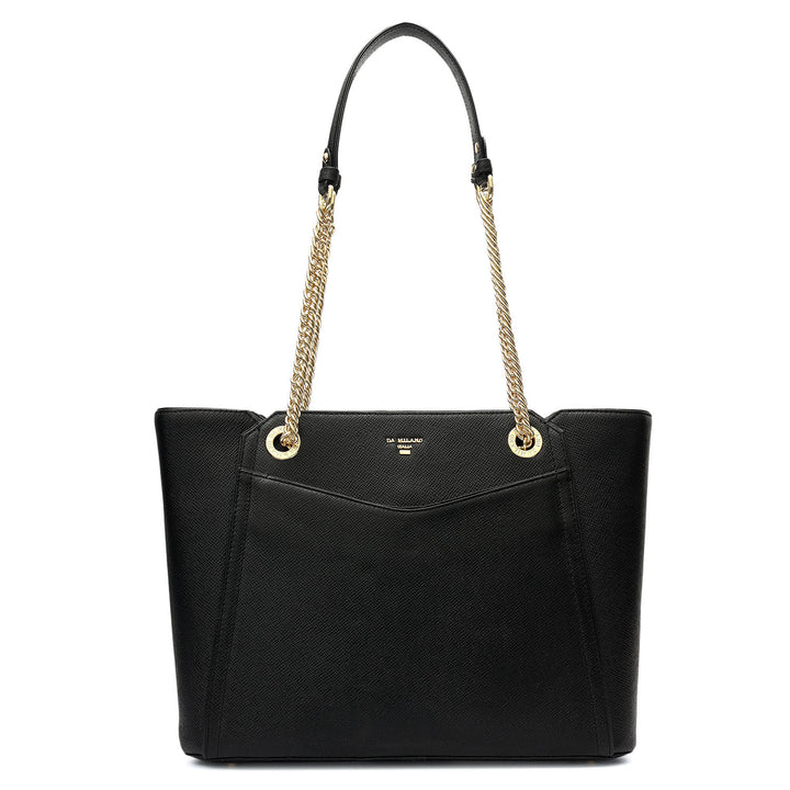 Medium Franzy Leather Shoulder Bag - Black