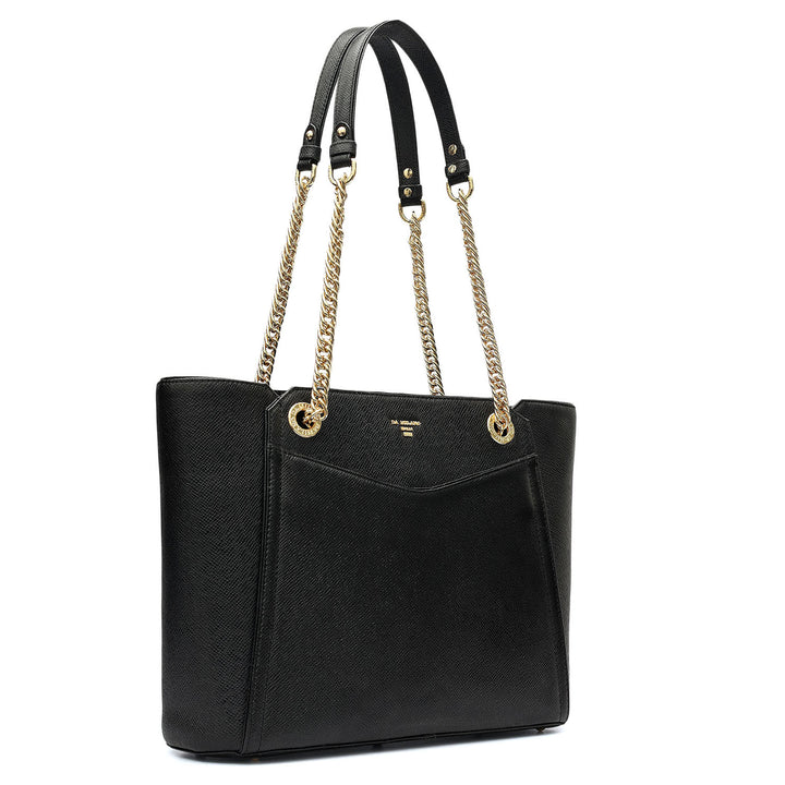 Medium Franzy Leather Shoulder Bag - Black