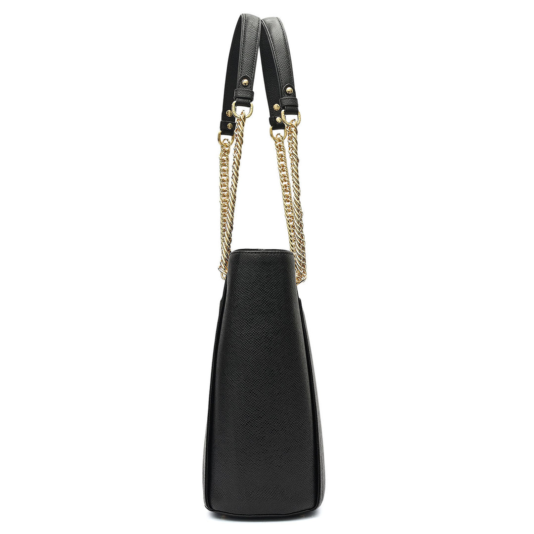 Medium Franzy Leather Shoulder Bag - Black