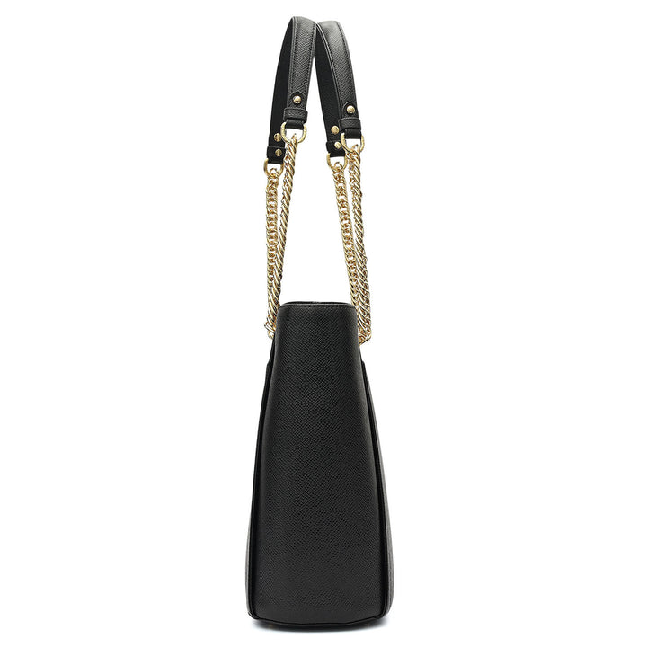 Medium Franzy Leather Shoulder Bag - Black