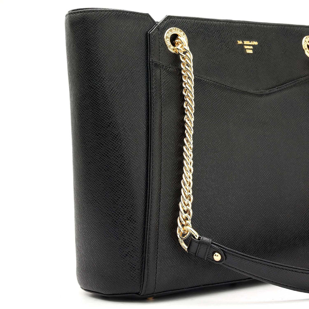 Medium Franzy Leather Shoulder Bag - Black