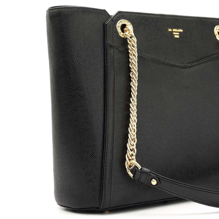 Medium Franzy Leather Shoulder Bag - Black