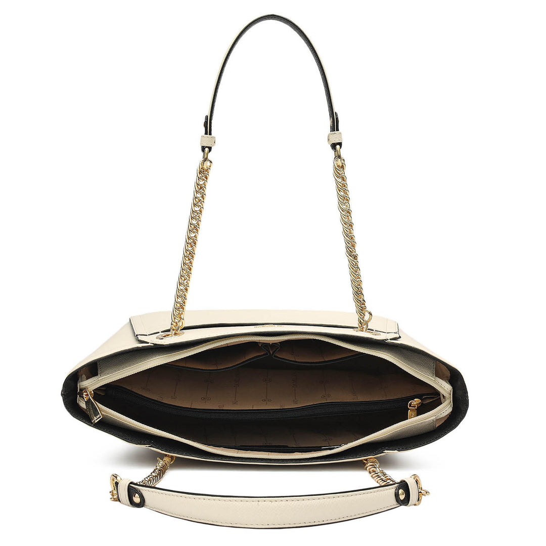 Medium Franzy Leather Shoulder Bag - Marshmallow