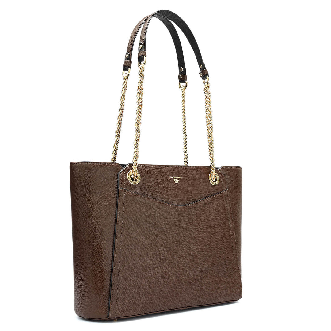 Medium Franzy Leather Shoulder Bag - Walnut