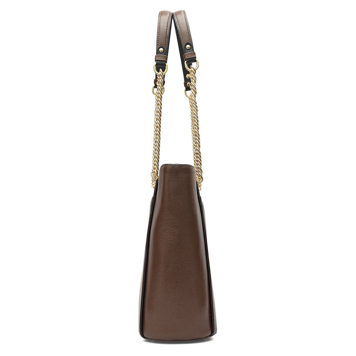 Medium Franzy Leather Shoulder Bag - Walnut