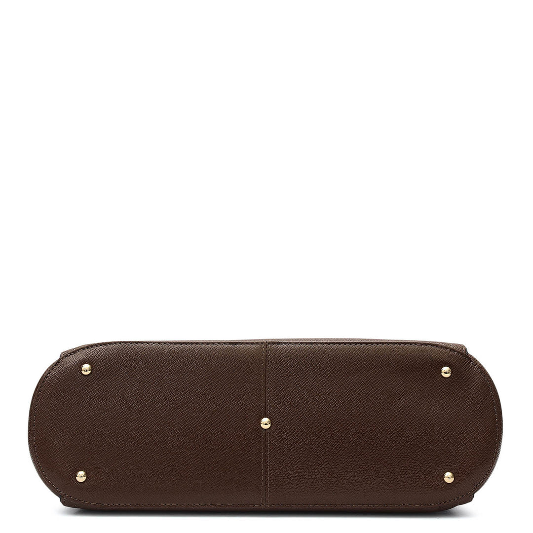 Medium Franzy Leather Shoulder Bag - Walnut