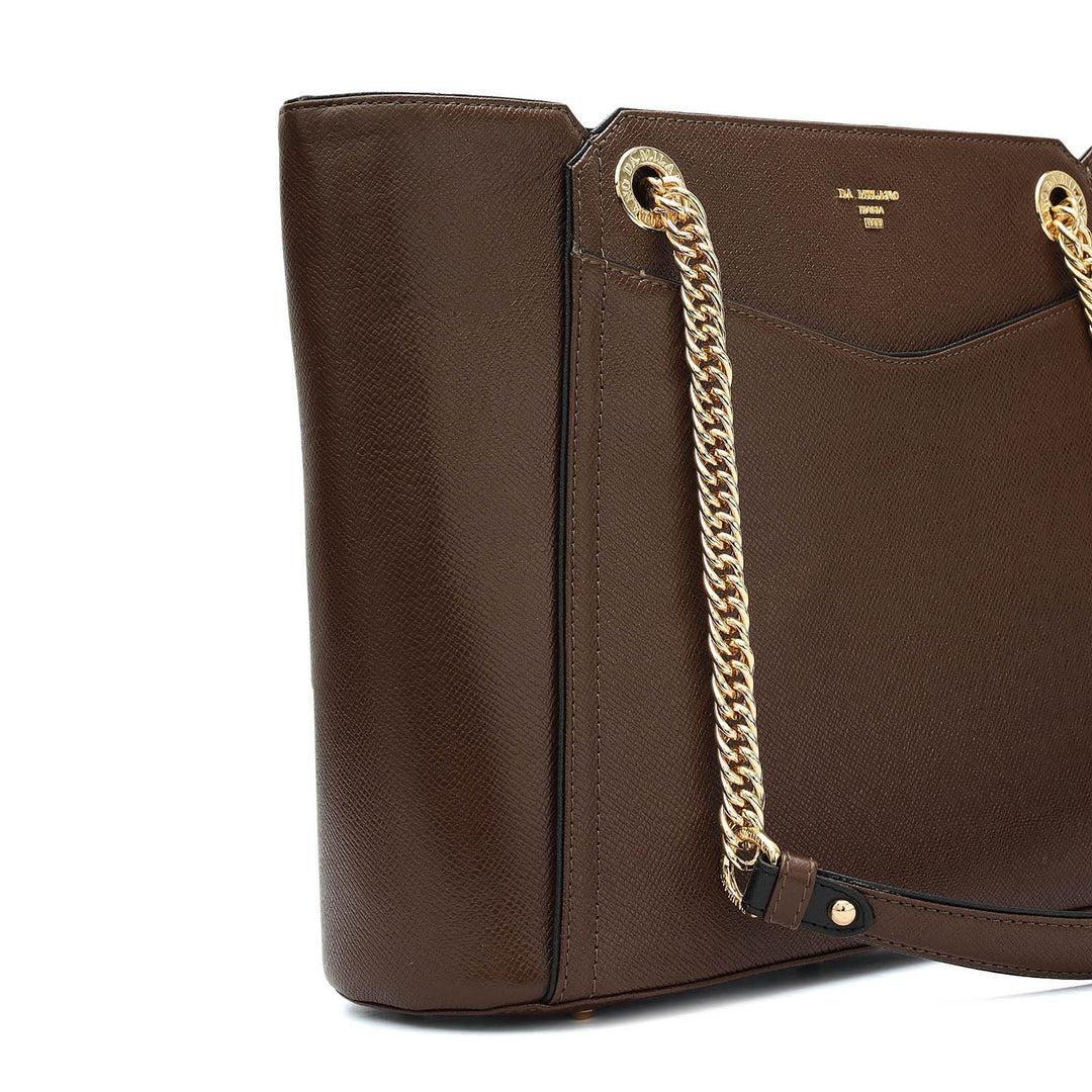 Medium Franzy Leather Shoulder Bag - Walnut