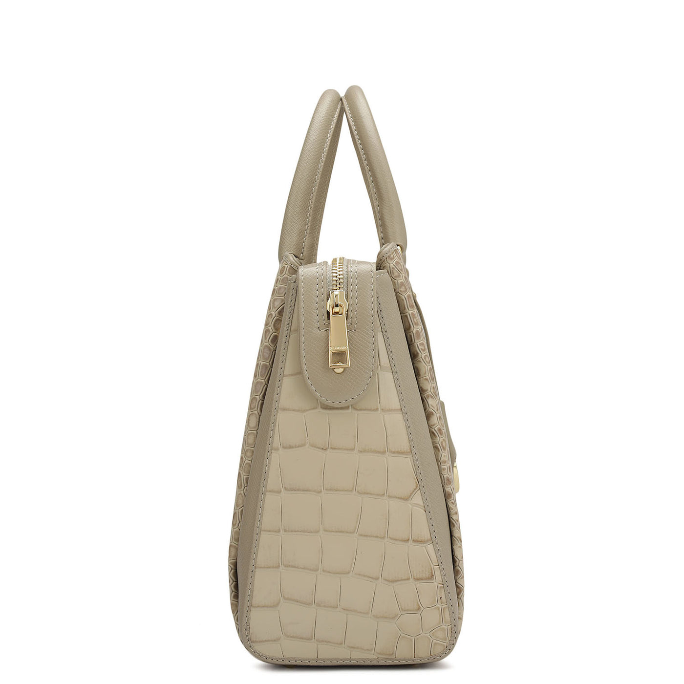 Medium Croco Leather Satchel - Frost
