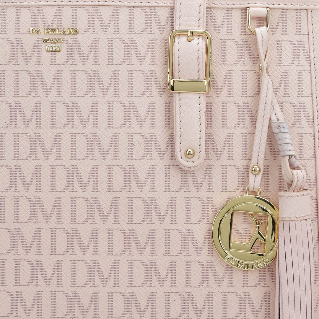 Medium Monogram Leather Shoulder Bag - Blush
