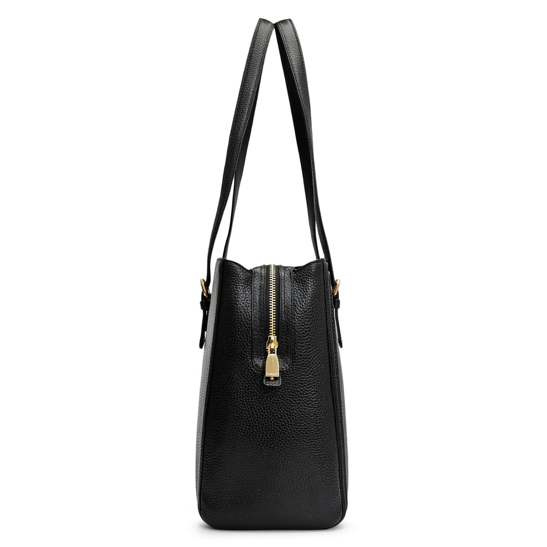 Large Wax Leather Shoulder Bag - Black