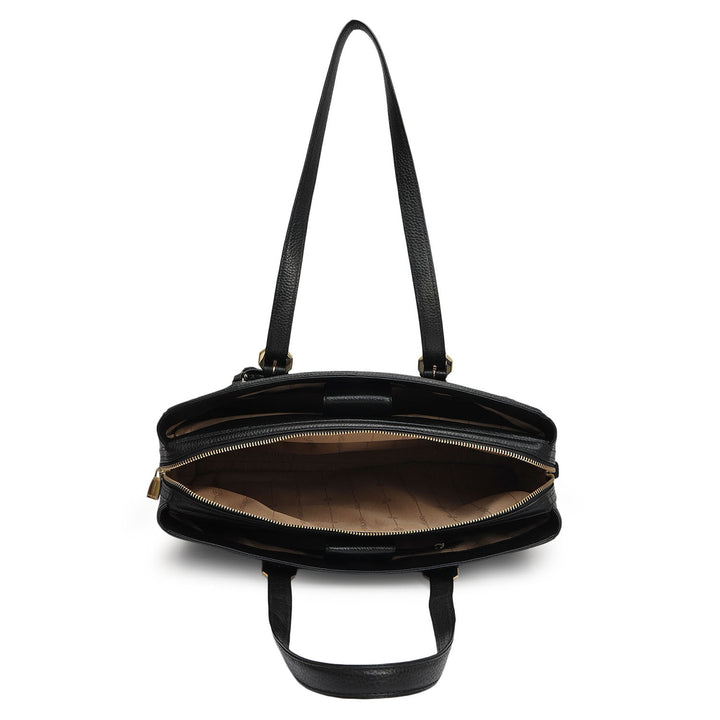 Large Wax Leather Shoulder Bag - Black