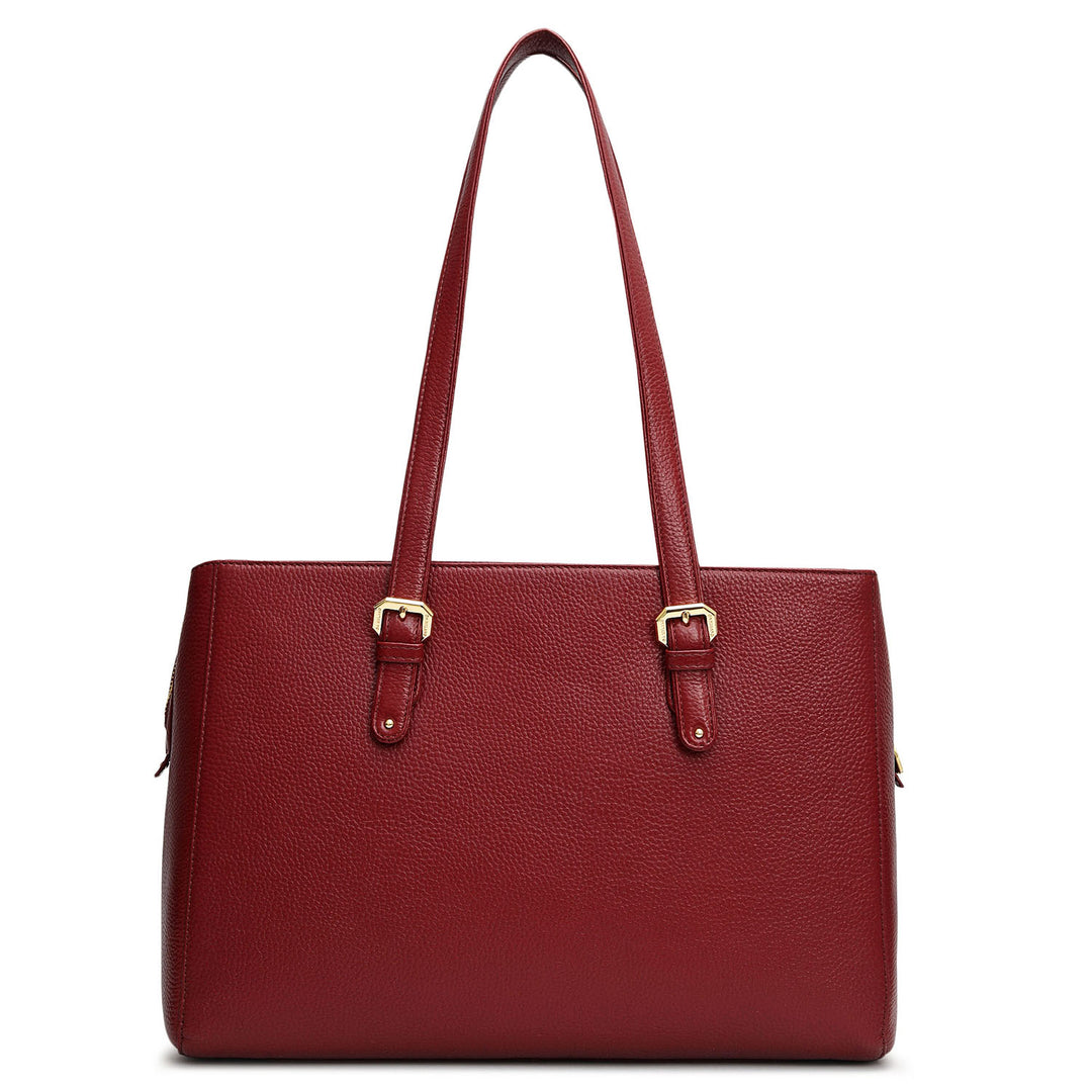 Large Wax Leather Shoulder Bag - Cherry