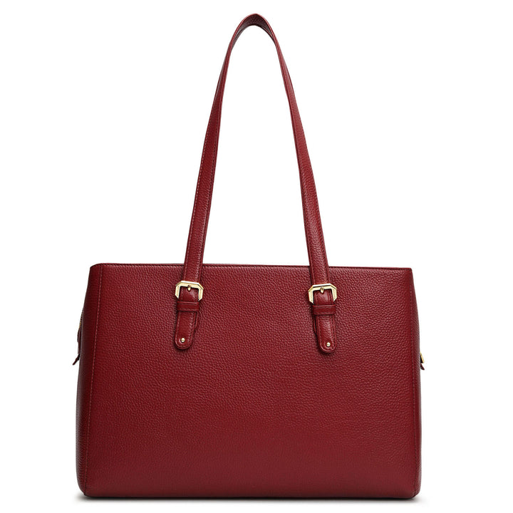 Large Wax Leather Shoulder Bag - Cherry