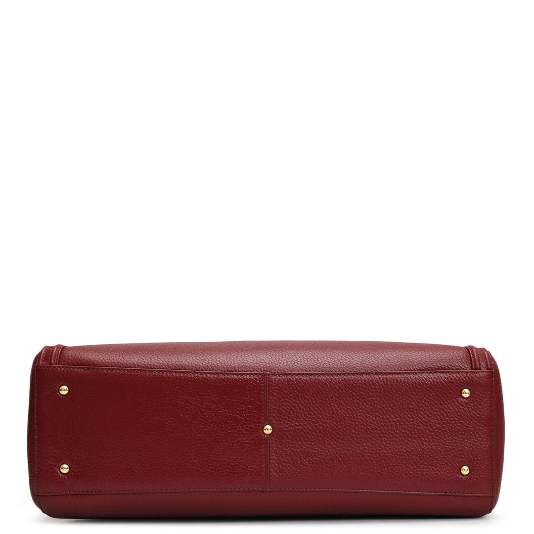 Large Wax Leather Shoulder Bag - Cherry