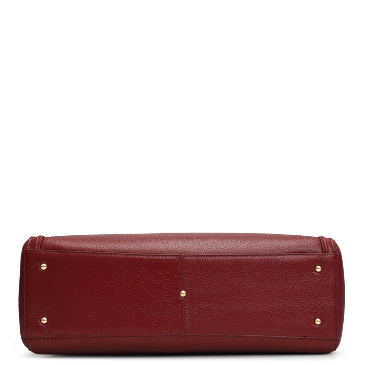 Large Wax Leather Shoulder Bag - Cherry