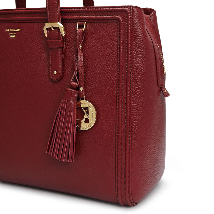 Large Wax Leather Shoulder Bag - Cherry