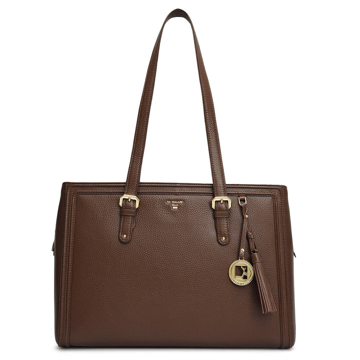 Large Wax Leather Shoulder Bag - Mocha