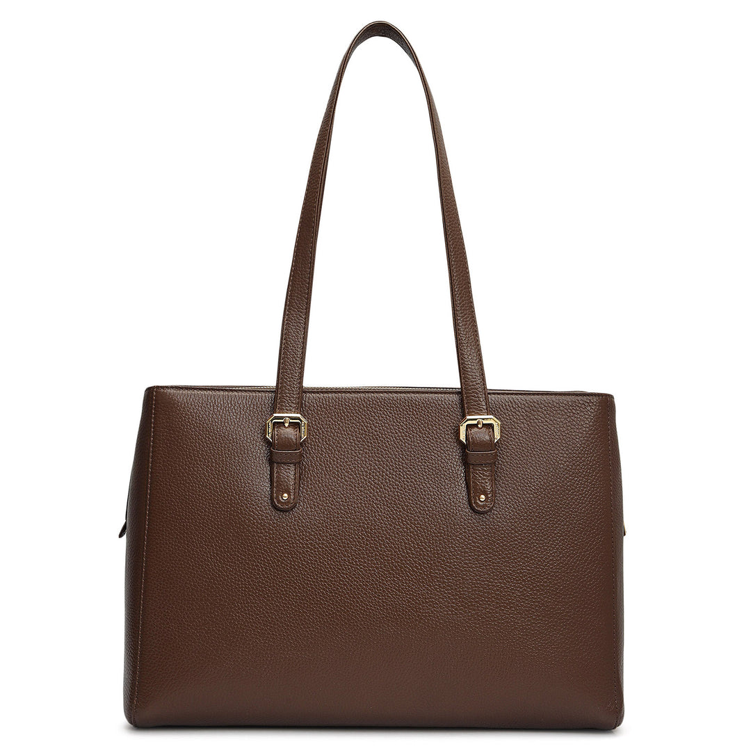 Large Wax Leather Shoulder Bag - Mocha