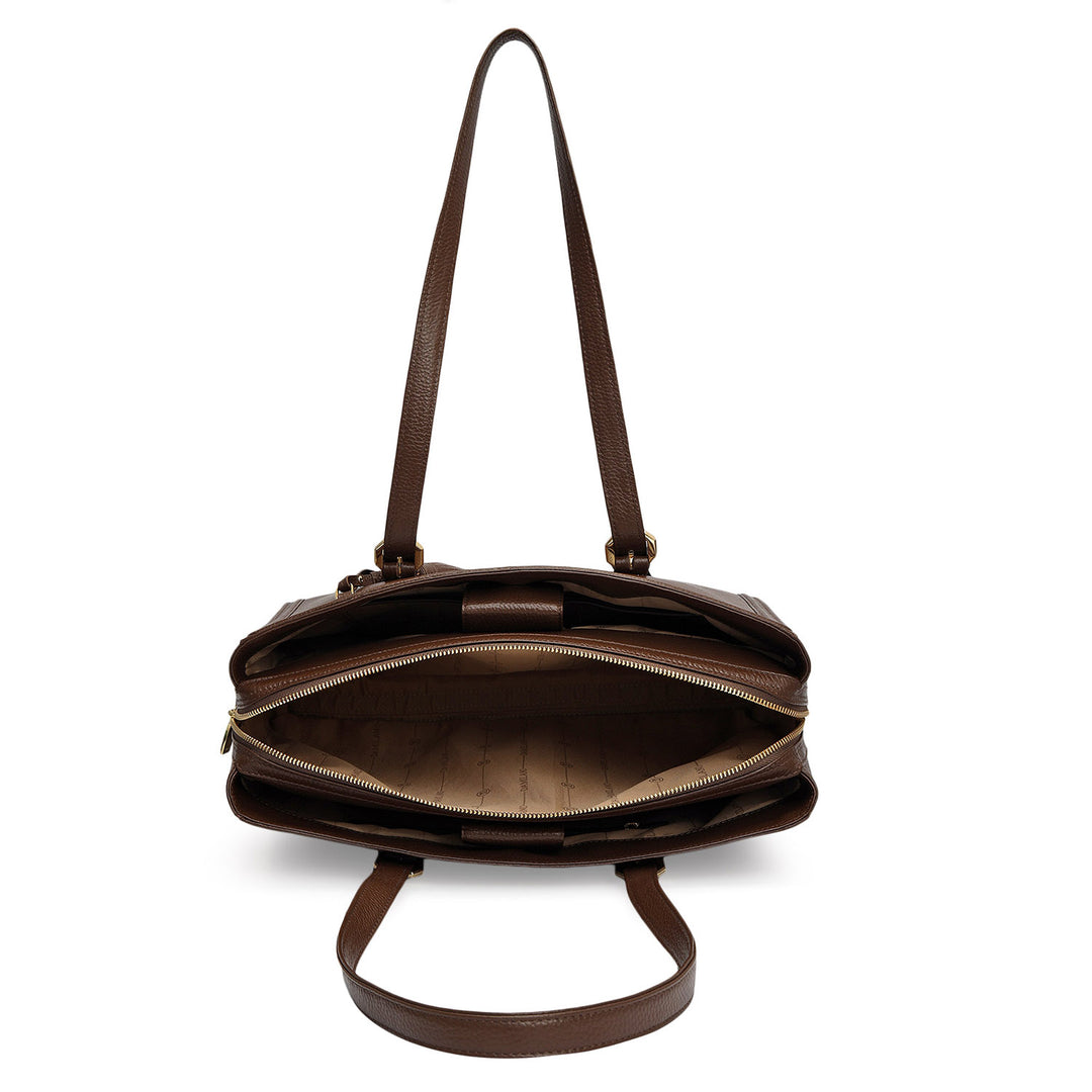 Large Wax Leather Shoulder Bag - Mocha