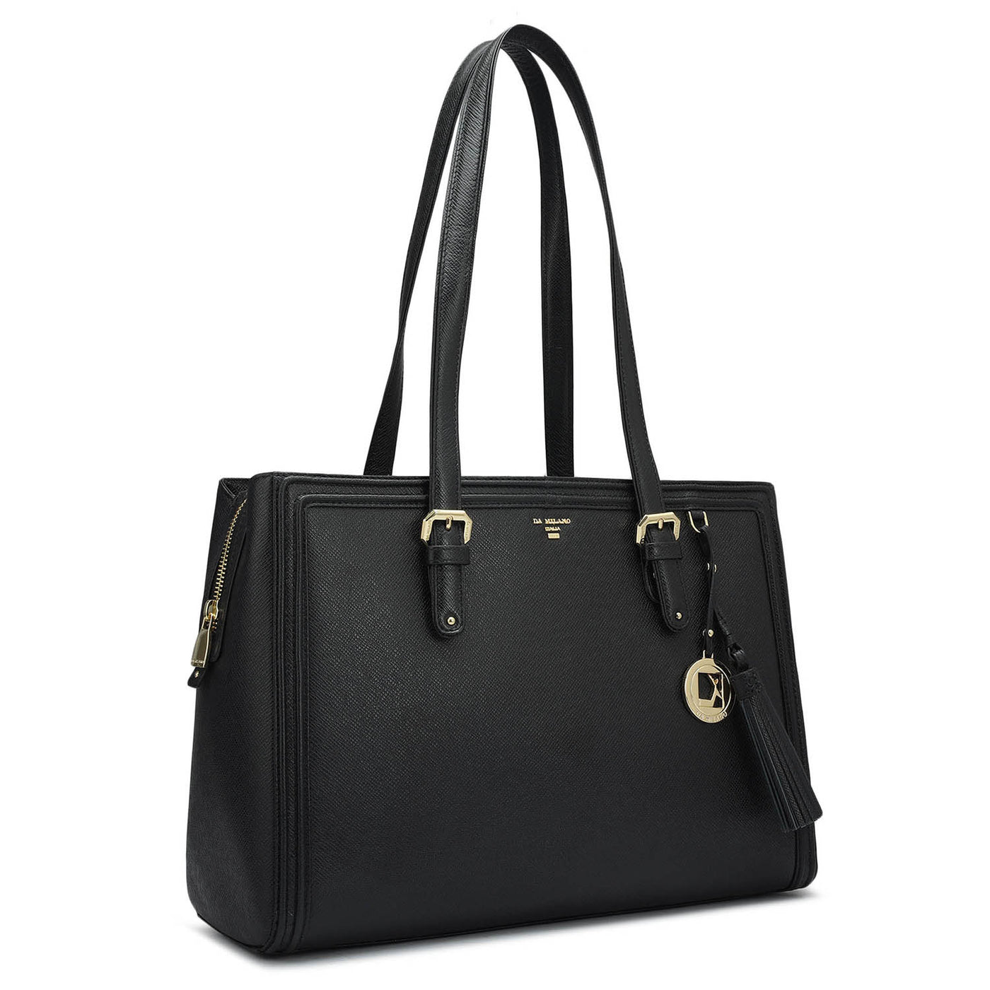 Medium Franzy Leather Shoulder Bag - Black
