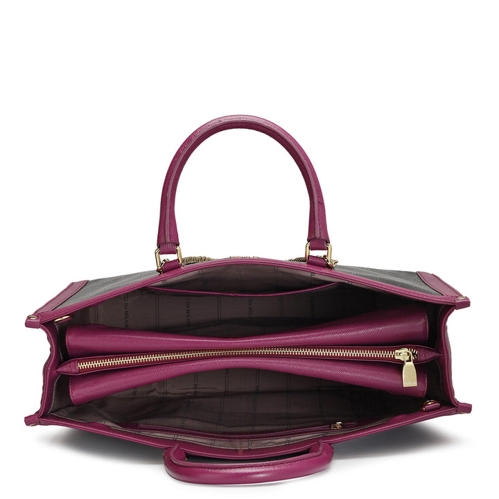 Large Croco Leather Book Tote - Black