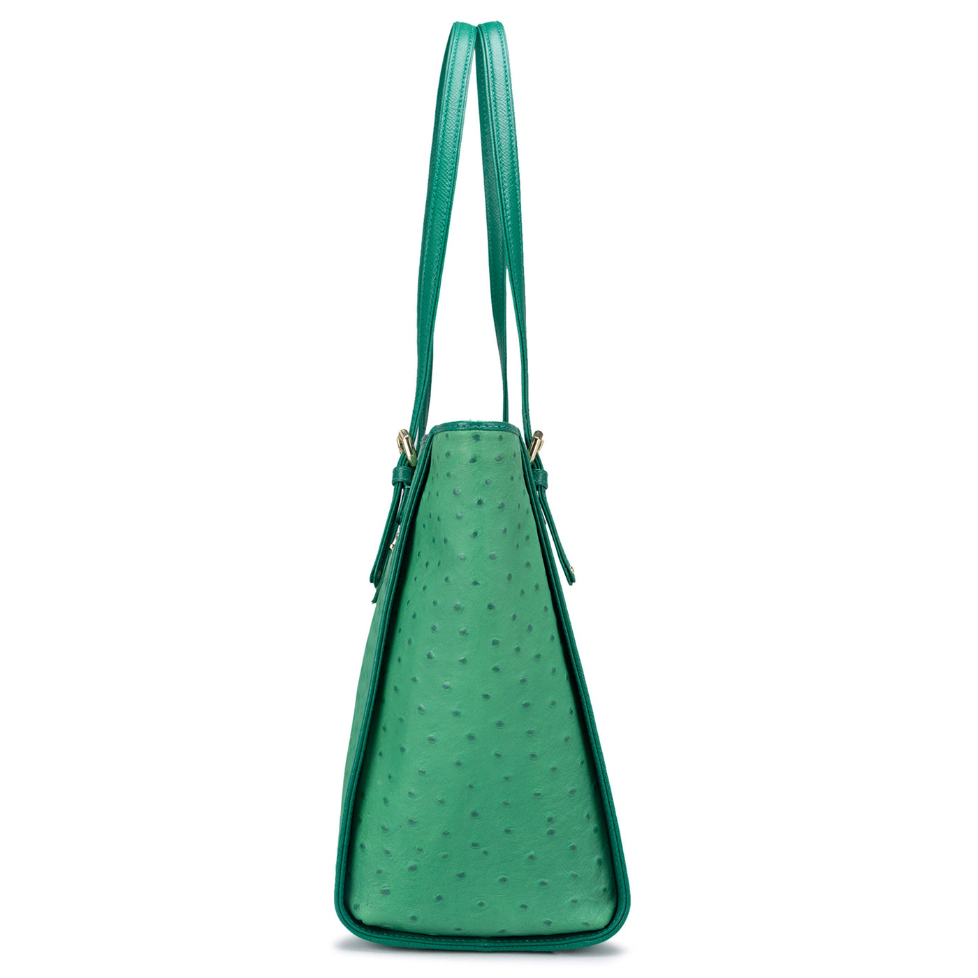 Large Ostrich Leather Tote - Green