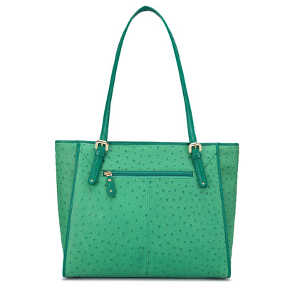 Large Ostrich Leather Tote - Green