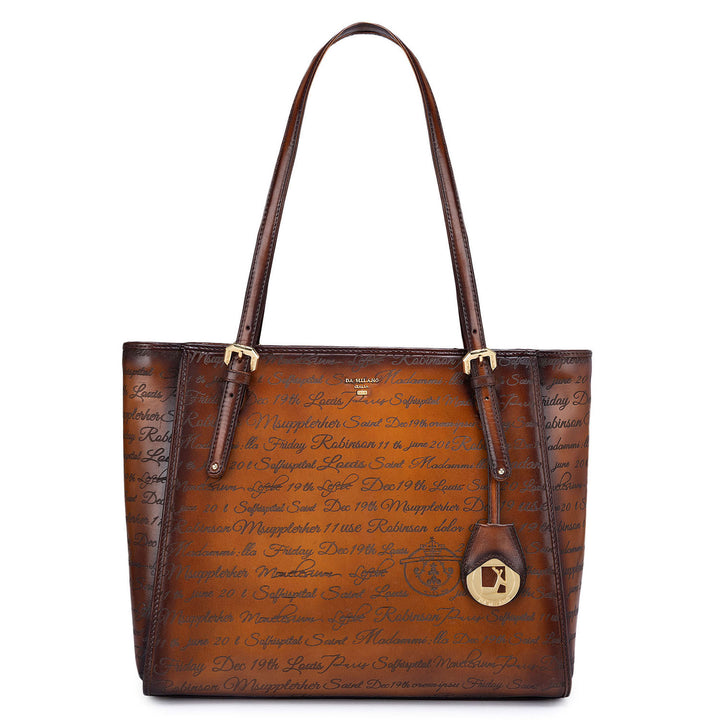 Medium Signato Leather Tote - Cognac