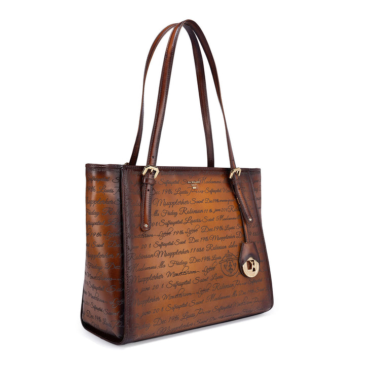 Medium Signato Leather Tote - Cognac